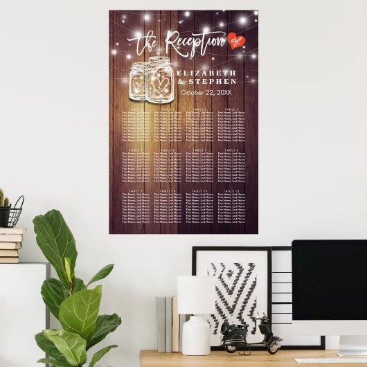 Hochzeitssitzkarte mit Mason Jars Poster (Heimbüro)