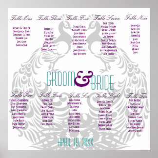 Hochzeitssitzkarte - Pfauengefühlt Poster