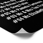 Hochzeitssitzkarte Poster Black Floral (Ecke)