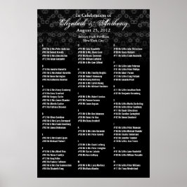 Hochzeitssitzkarte Poster Black Floral