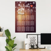 Hochzeitssitzkarte Rustikale Holzmason Jar Lights Poster (Heimbüro)