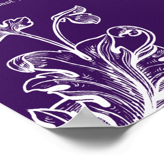 Hochzeitssitzkarte Vintage Wirbel Lila Poster (Ecke)