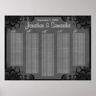 Hochzeitssitzkarten für Schwarz und Grau Poster
