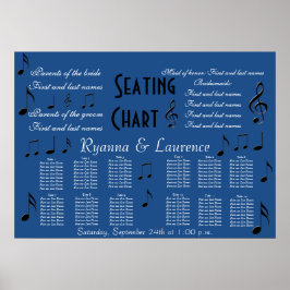 Hochzeitssitzkarten Musiknoten etwas Blau Poster