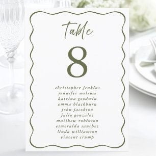 Hochzeitssitzliste Wavy Frame Green Tischnummer