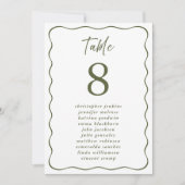 Hochzeitssitzliste Wavy Frame Green Tischnummer (Vorderseite)