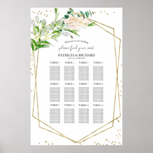 Hochzeitssitzplan Elegant geometrisch Poster (Vorne)
