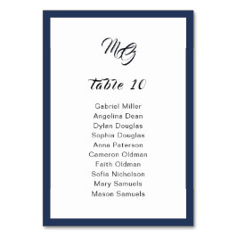 Hochzeitssitzplan für Navy-Blue-Frame-Singles Tischnummer