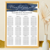 Hochzeitssitzpläne | 12 Abstrakt blaue Tabelle Poster