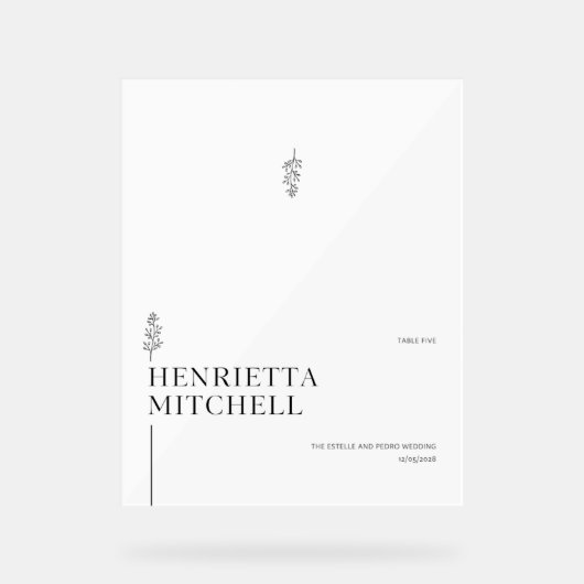 Hochzeitssitzpläne Acrylschild (Vorderseite)