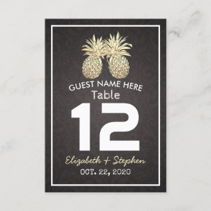 Hochzeitssitzplatz Tischnummer Gold Ananas