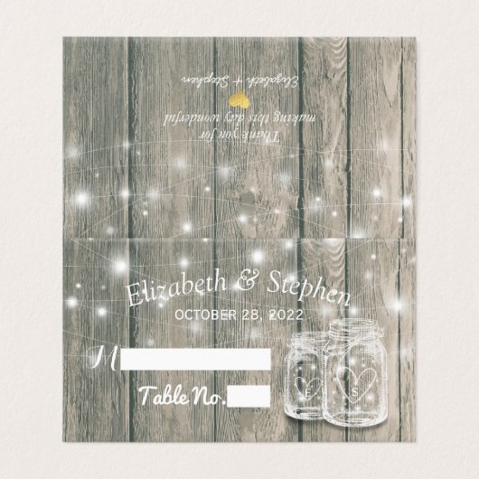 Hochzeitssitzplatz Tischnummer Holz Mason Jars (Außenseite Aufgefaltet)