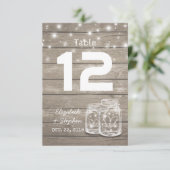 Hochzeitssitzplatz Tischnummer Mason Jar Light (Stehend Vorderseite)