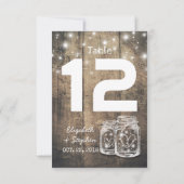 Hochzeitssitzplatz Tischnummer Mason Jar Light (Rückseite)