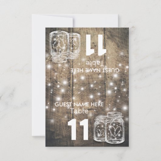 Hochzeitssitzplatz Tischnummer Mason Jar Light (Vorderseite)