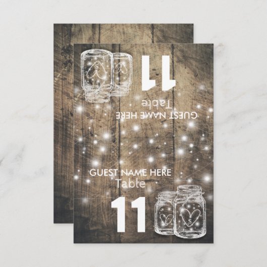Hochzeitssitzplatz Tischnummer Mason Jar Light (Vorne/Hinten)