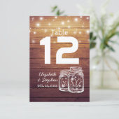 Hochzeitssitzplatz Tischnummer Mason Jar Light (Stehend Vorderseite)