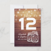 Hochzeitssitzplatz Tischnummer Mason Jar Light (Rückseite)
