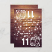 Hochzeitssitzplatz Tischnummer Mason Jar Light (Vorne/Hinten)