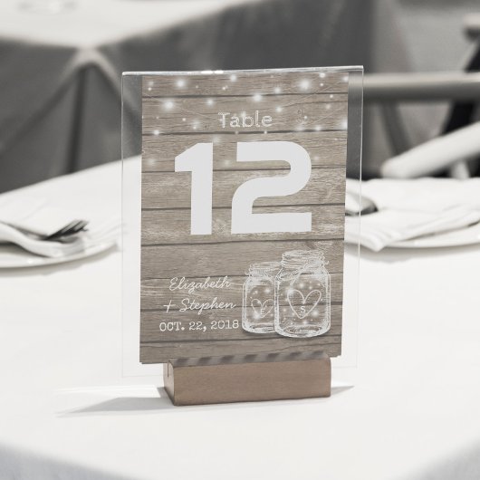 Hochzeitssitzplatz Tischnummer Mason Jar Light