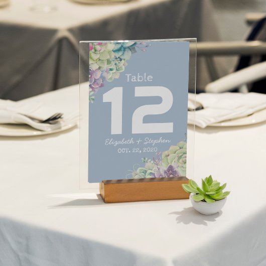 Hochzeitssitzplatz Tischnummer Sukkulente Pflanze