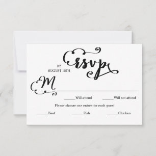 Hochzeitsskript Damast-Eingang - RSVP-Karte RSVP Karte