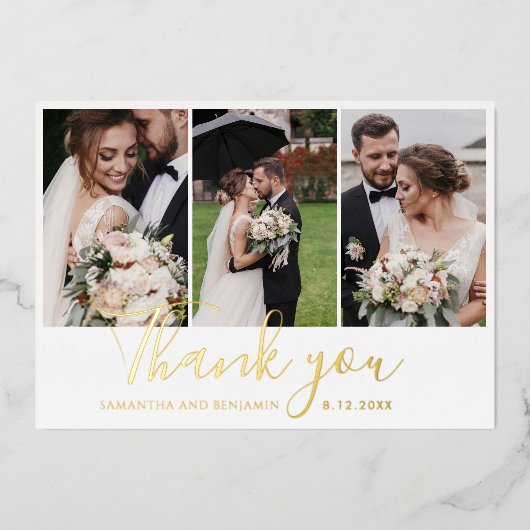 Hochzeitsskript dank Gold Foil Card Fotos Folieneinladung (Vorderseite)
