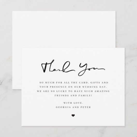 Hochzeitsskript danke Karte Gäste Gäste (Vorne/Hinten)