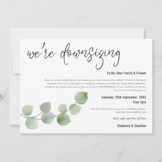 Hochzeitsskript-Elegant Eukalyptus Ankündigung (Vorderseite)