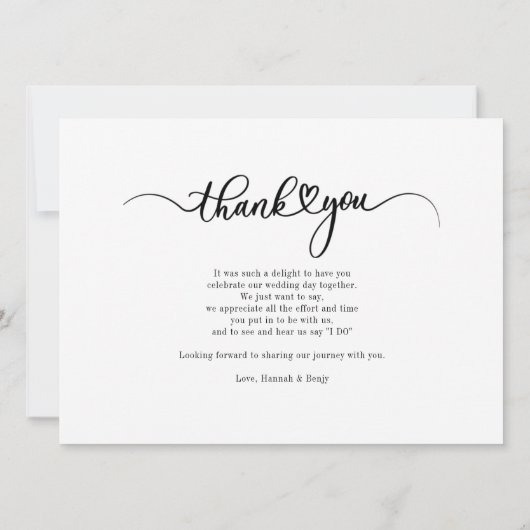 Hochzeitsskript-Foto-Dankeschön-Karte (Rückseite)