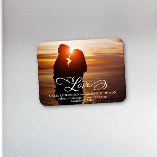 Hochzeitsskript-Foto für die Liebe speichern Magnet