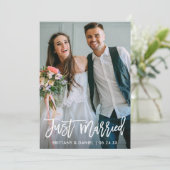 Hochzeitsskript-Foto nur verheiratet Moderne Ankündigung (Stehend Vorderseite)