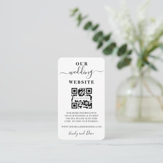 Hochzeitsskript-Foto QR CODE Begleitkarte (Stehend Vorderseite)