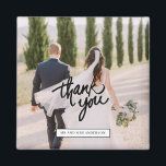 Hochzeitsskript Foto Vielen Dank Magnet<br><div class="desc">Wir danken Ihnen für Magnete für Ihre Hochzeitsgäste mit Ihrem Foto und Ihren Namen. Besuchen Sie unser Geschäft,  um alle unsere Produkte aus der Gastgeschenk Hochzeit zu sehen.</div>