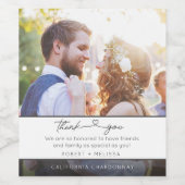 Hochzeitsskript Foto Vielen Dank Weinetikett (Einzelnes Label)