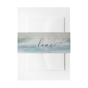 Hochzeitsskript für die Liebe auf der Ozeanwelle Einladungsbanderole