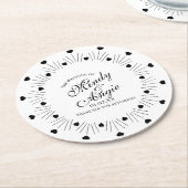 Hochzeitsskript für Doodle-Herzenrahmen Runder Pappuntersetzer (Angewinkelt)