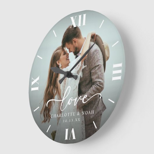 Hochzeitsskript für Foto Große Wanduhr (Winkel)