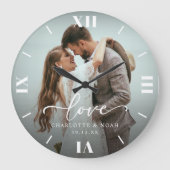 Hochzeitsskript für Foto Große Wanduhr (Vorderseite)