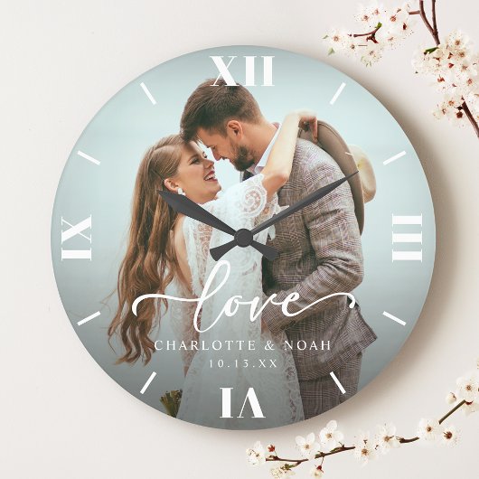 Hochzeitsskript für Foto Große Wanduhr