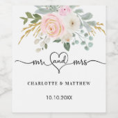 Hochzeitsskript für Herzblütenfloralen Weinetikett (Einzelnes Label)