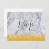 Hochzeitsskript für Rsvp-Karten - Weißer Gold-Glit Einladungspostkarte (Vorne/Hinten)