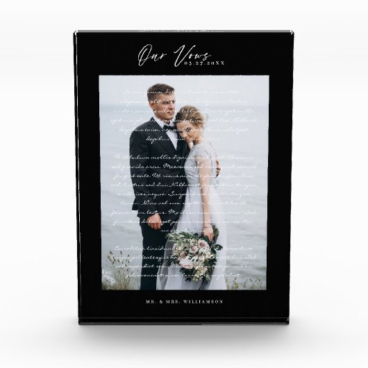 Hochzeitsskript & Minimaler Schwarzer Rahmen Fotoblock (Vorderseite)