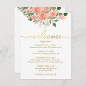 Hochzeitsskript mit rosa Rosen Begleitkarte (Vorne/Hinten)