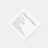 Hochzeitsskript-Namen Couple Fun Facts eggplant Serviette (Ecke)