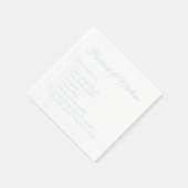 Hochzeitsskript-Namen Couple Fun Facts hellblau Serviette (Ecke)