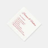 Hochzeitsskript-Namen Couple Fun Facts Kirschrot Serviette (Ecke)