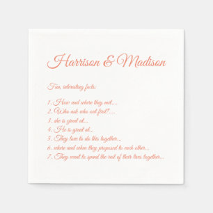 Hochzeitsskript-Namen Couple Fun Facts Lachs Serviette