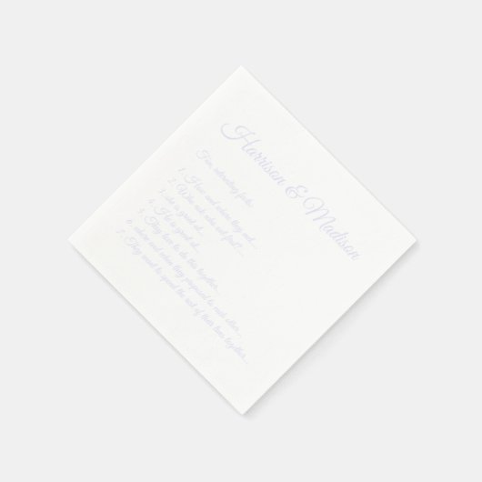 Hochzeitsskript-Namen Couple Fun Facts Lavendel Serviette (Ecke)
