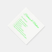 Hochzeitsskript-Namen Couple Fun Facts neon green Serviette (Ecke)